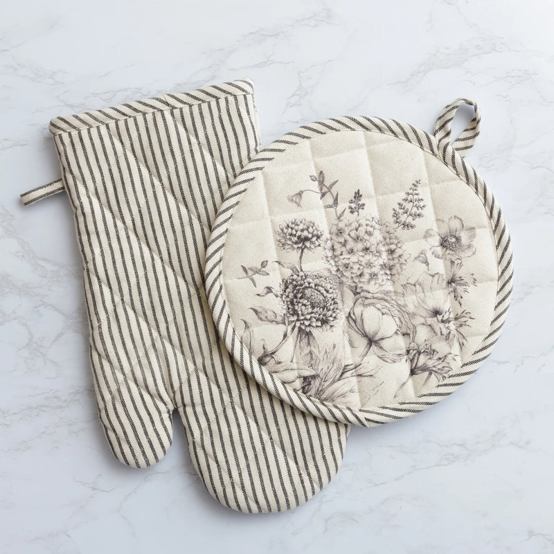 Black And White Botanicals Oven Mitt Or Potholder