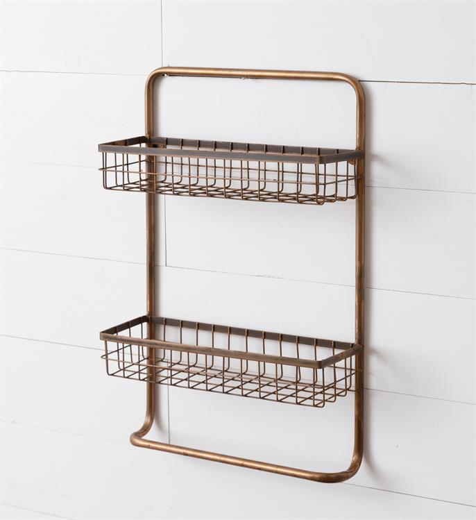 Copper Wall Basket With Towel Bar Audrey's