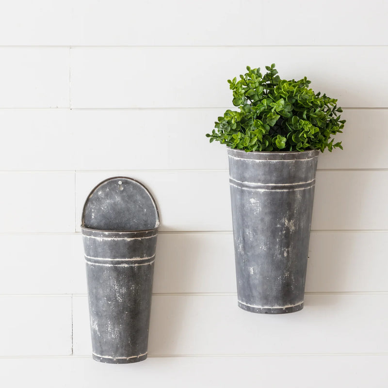 Metal Wall Buckets - Vintage Crossroads