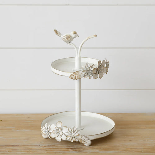 Bird and Flower Tiered Trinket Tray - Vintage Crossroads