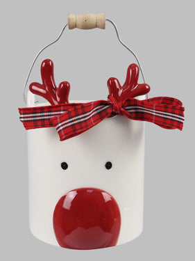 Ceramic Reindeer Bucket Young's Inc