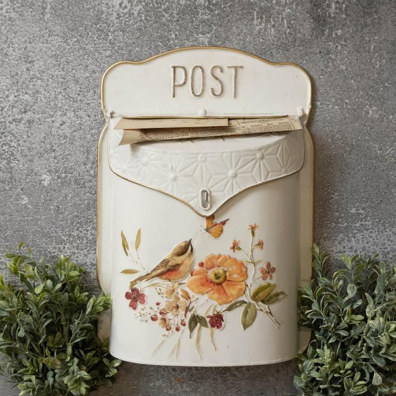 Birds With Flowers Post Mailbox