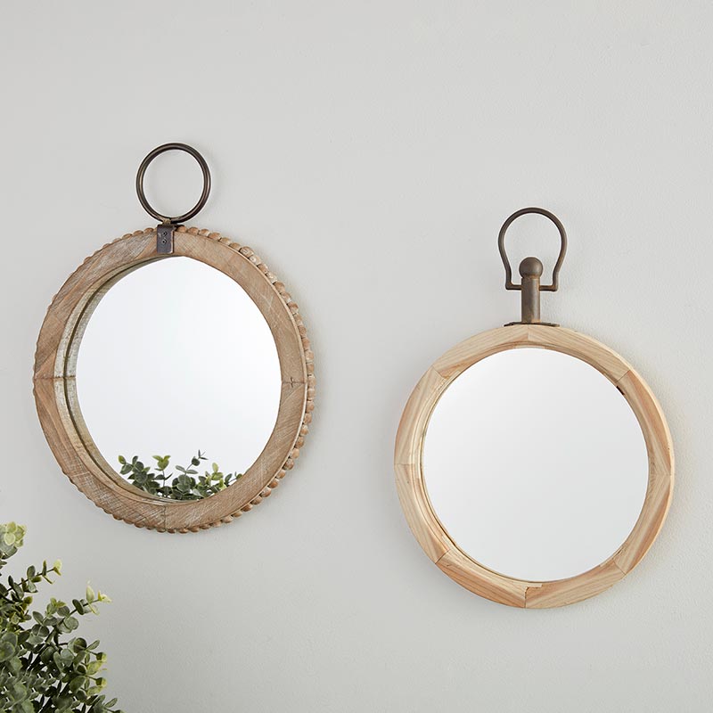 Natural Wooden Hanging Mirror