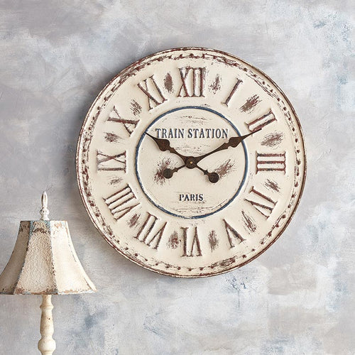 White Vintage Style Clock - Vintage Crossroads