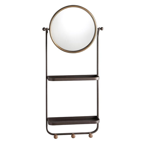 Hanging Round Mirror With Shelves