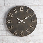Rustic Black and White Metal Wall Clock
