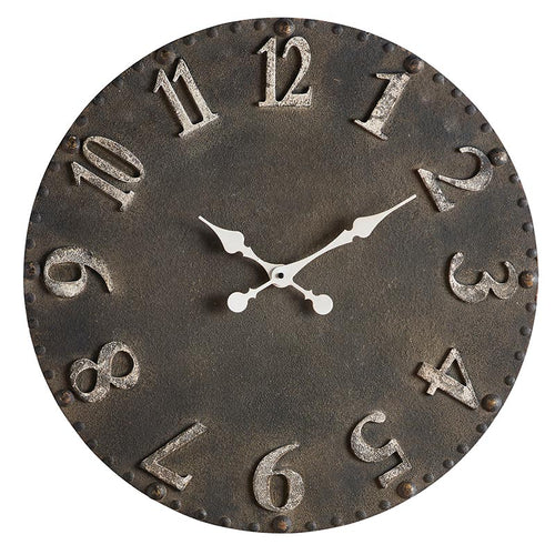 Rustic Black and White Metal Wall Clock