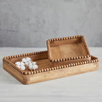 Square Wood Beaded Tray - Vintage Crossroads