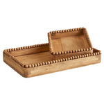 Square Wood Beaded Tray - Vintage Crossroads