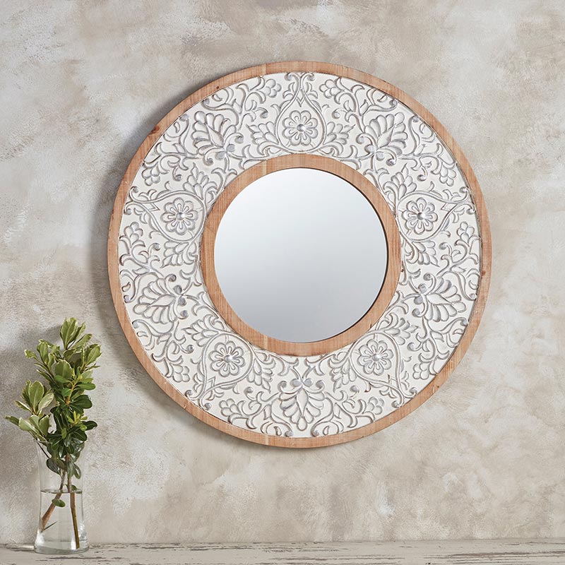 White Rim Round Mirror