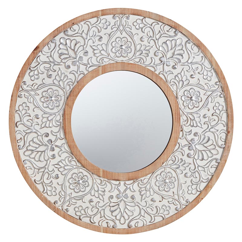 White Rim Round Mirror