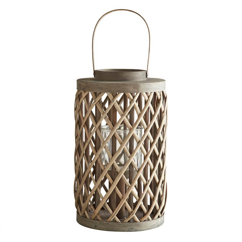 Grey Cylinder Willow Lantern