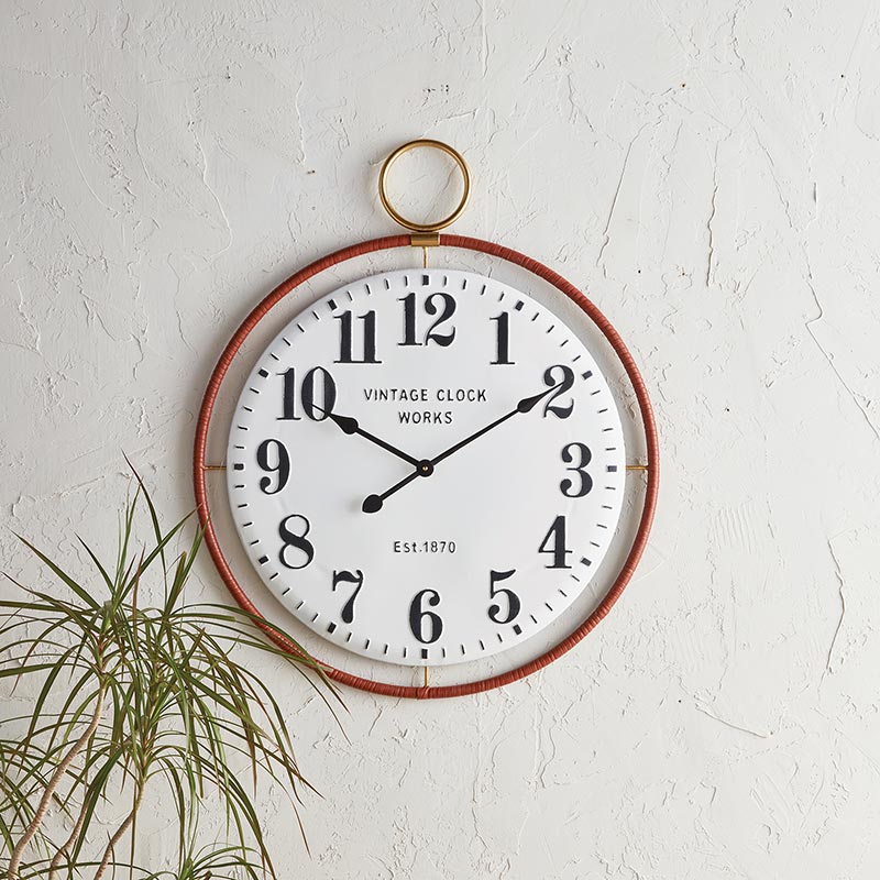 Faux Leather Rim Wall Clock