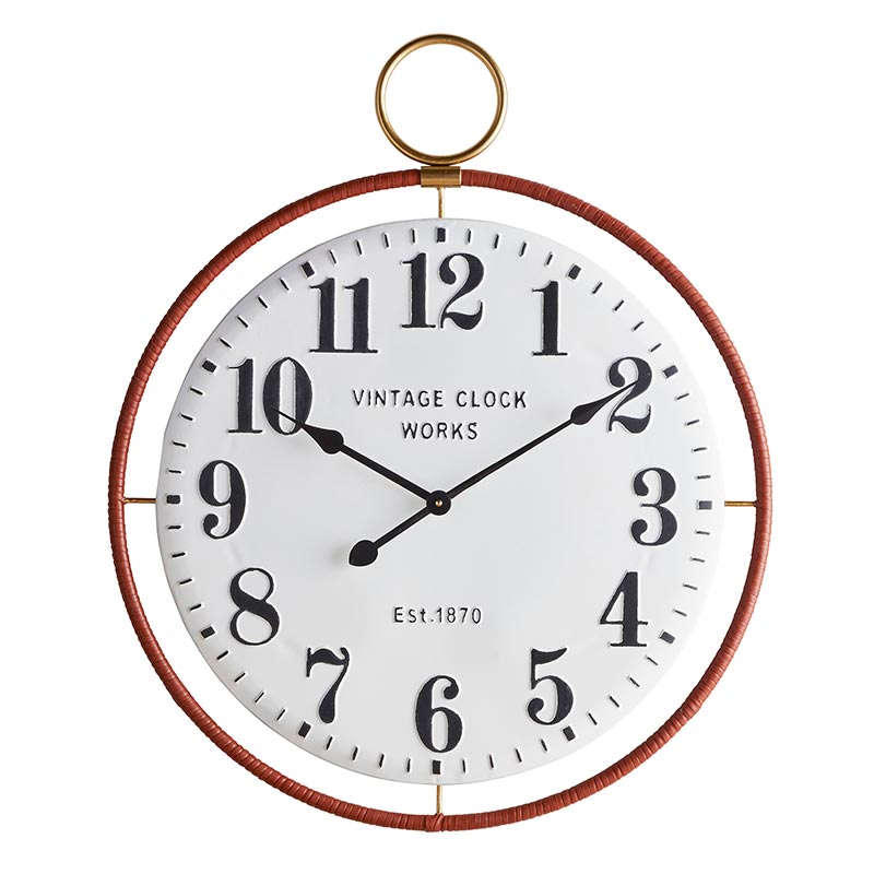 Faux Leather Rim Wall Clock