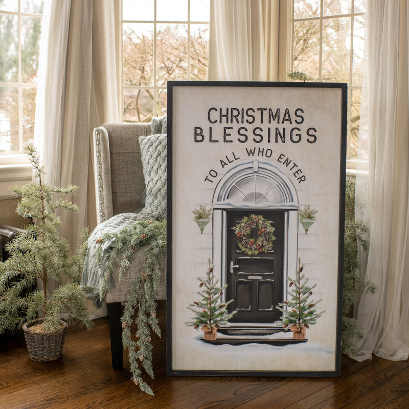 Black Christmas Blessings Sign - Vintage Crossroads