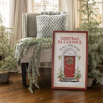 Red Christmas Blessings Sign - Vintage Crossroads
