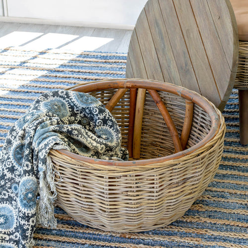 Rattan Coffee Table with Wood Top