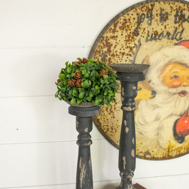 Boxwood With Pinecones Half Ball - Vintage Crossroads