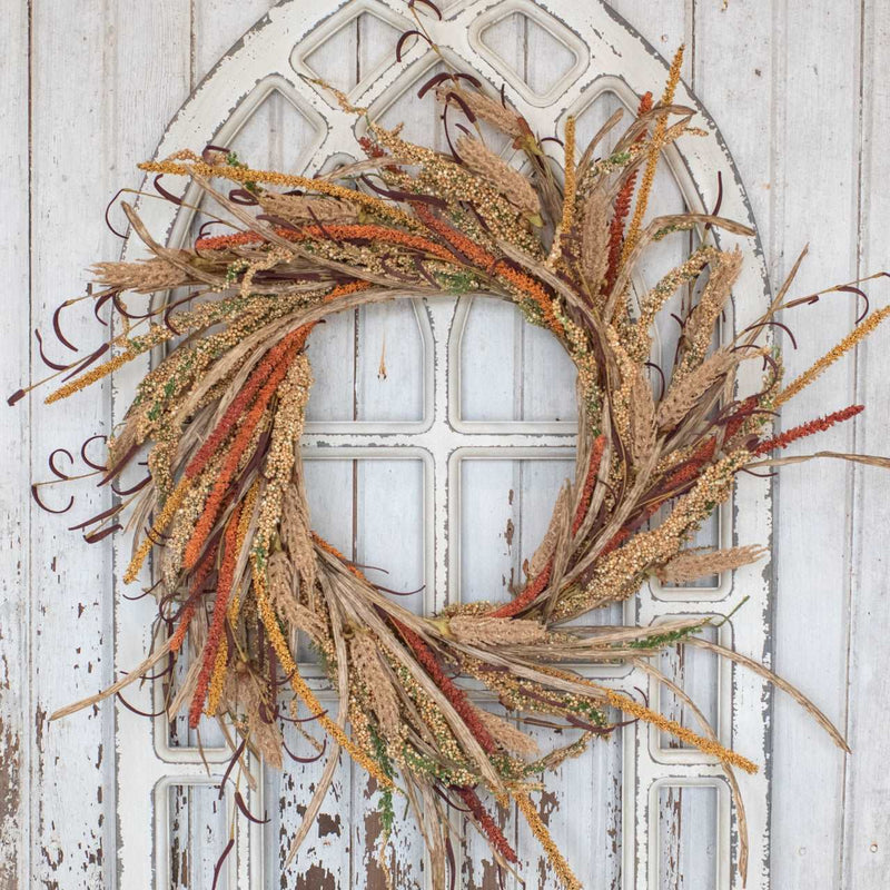 Beige & Orange Foxtail Wreath Ragon House