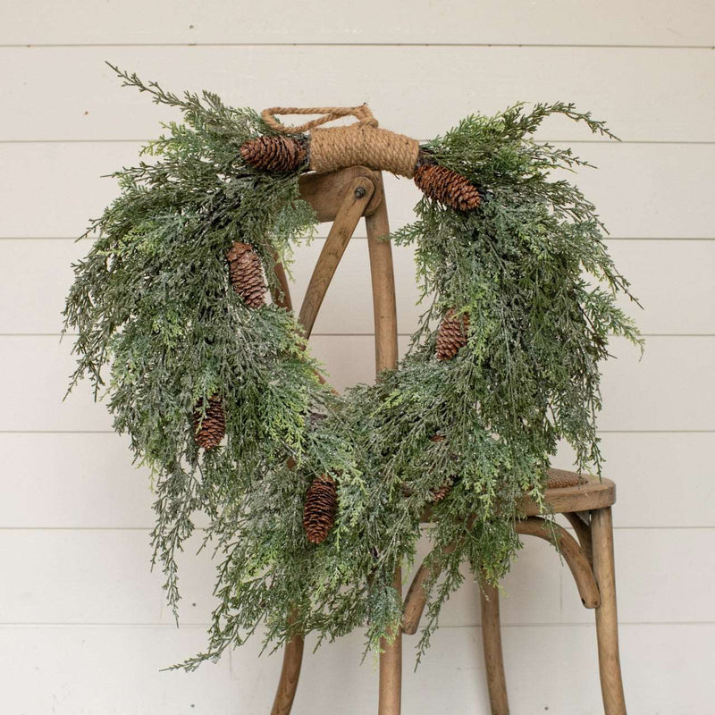 Icy Cedar Hanging Wreath With Cones Ragon House