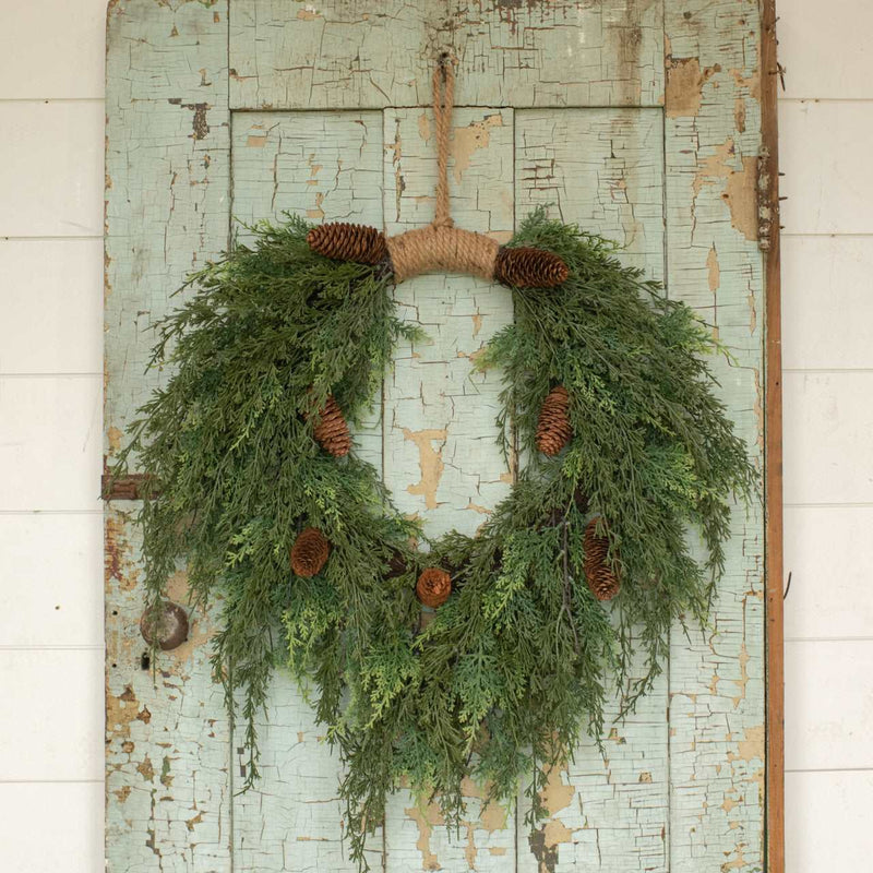 Cedar Hanging Wreath With Cones Ragon House