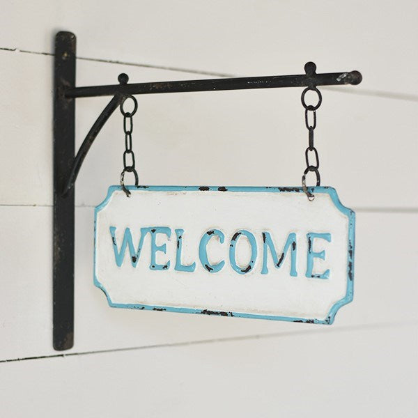 Hanging Tin Welcome Sign Pd Home & Garden