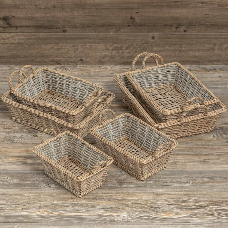 Grey Rectangle Handled Basket Ragon House