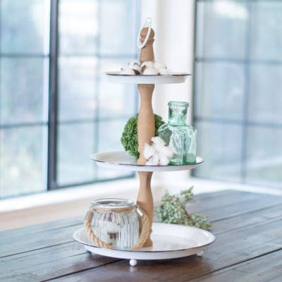 Metal & Wood 3 Tier Tray VIP Home And Garden
