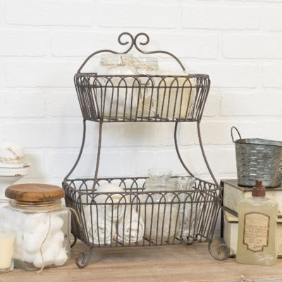 Metal Two Tiered Basket VIP Home And Garden