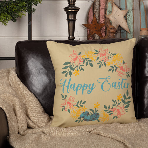 Sawyer Mill Happy Easter Wreath Pillow VHC Brands
