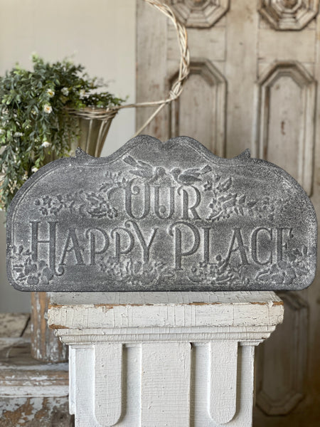 Our Happy Place Sign Vintage Floral