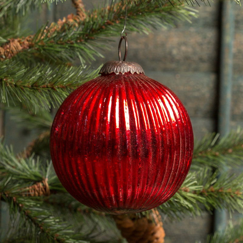 Ribbed Red Kugel Ornament Ragon House