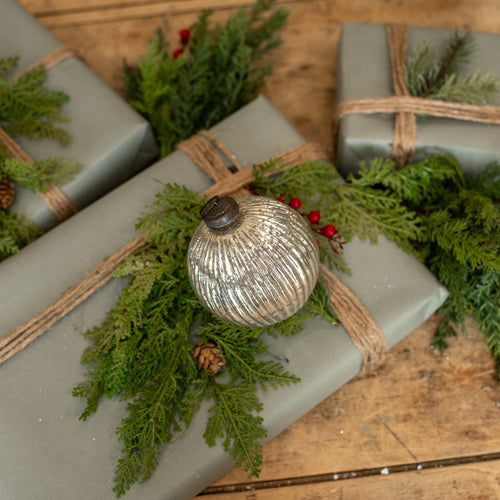 Ribbed Silver Kugel Ornament