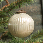 Ribbed White Kugel Ornament - Vintage Crossroads