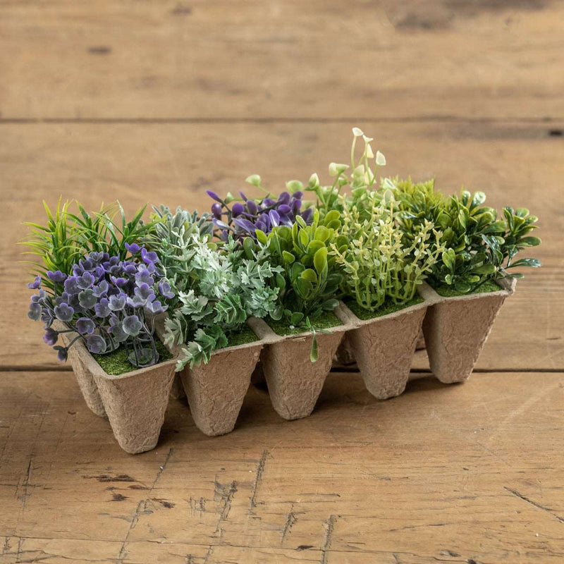 Faux Baby Flowers In Peat Tray