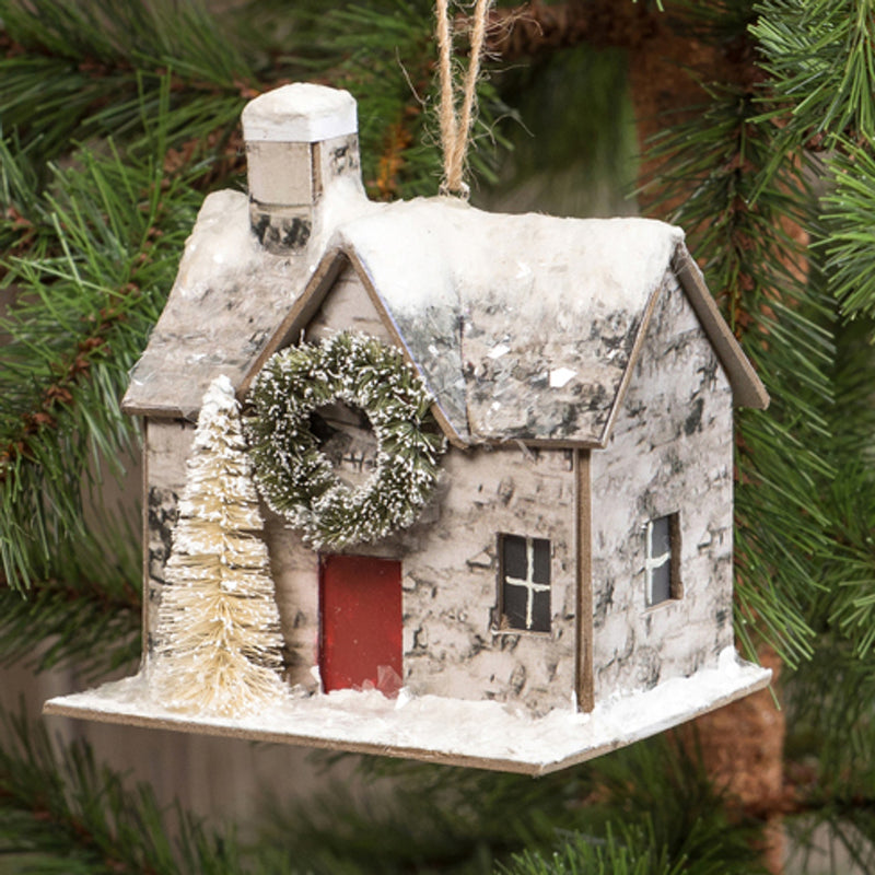 House With Wreath Ornament - Vintage Crossroads