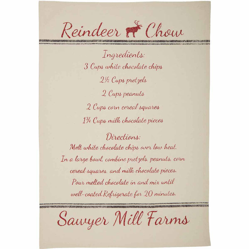 Sawyer Mill Reindeer And Recipes Tea Towels VHC Brands