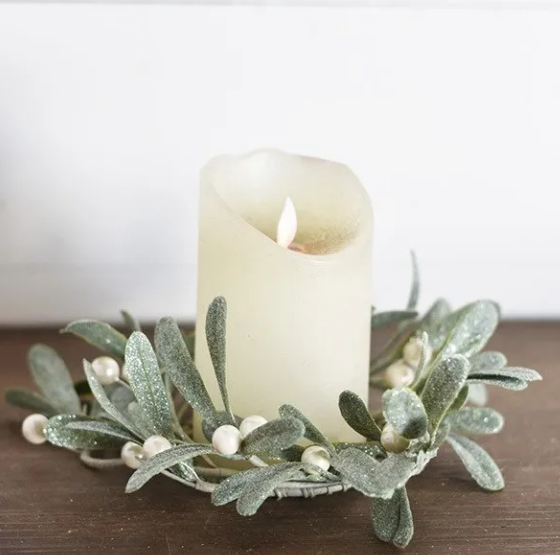 White Mistletoe Candle Ring