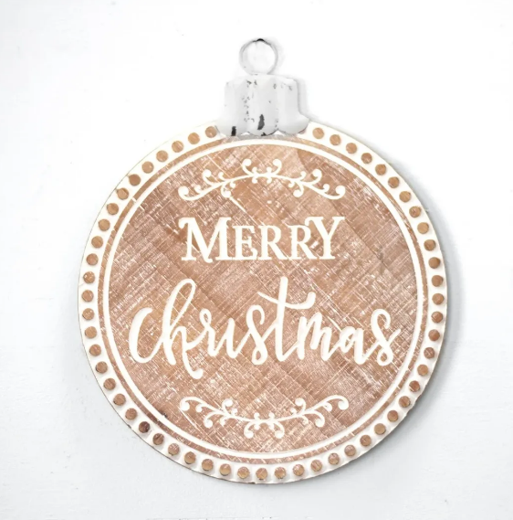 Wood Merry Christmas Round Sign