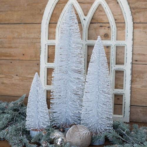 White Glittered Bottlebrush Tree Ragon House