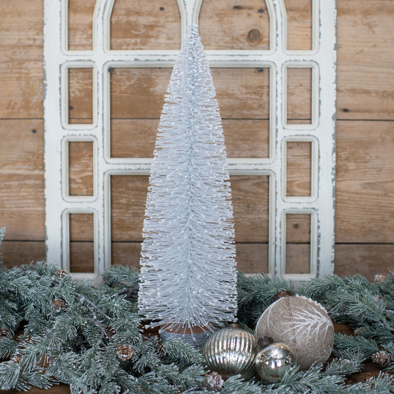 White Glittered Bottlebrush Tree Ragon House