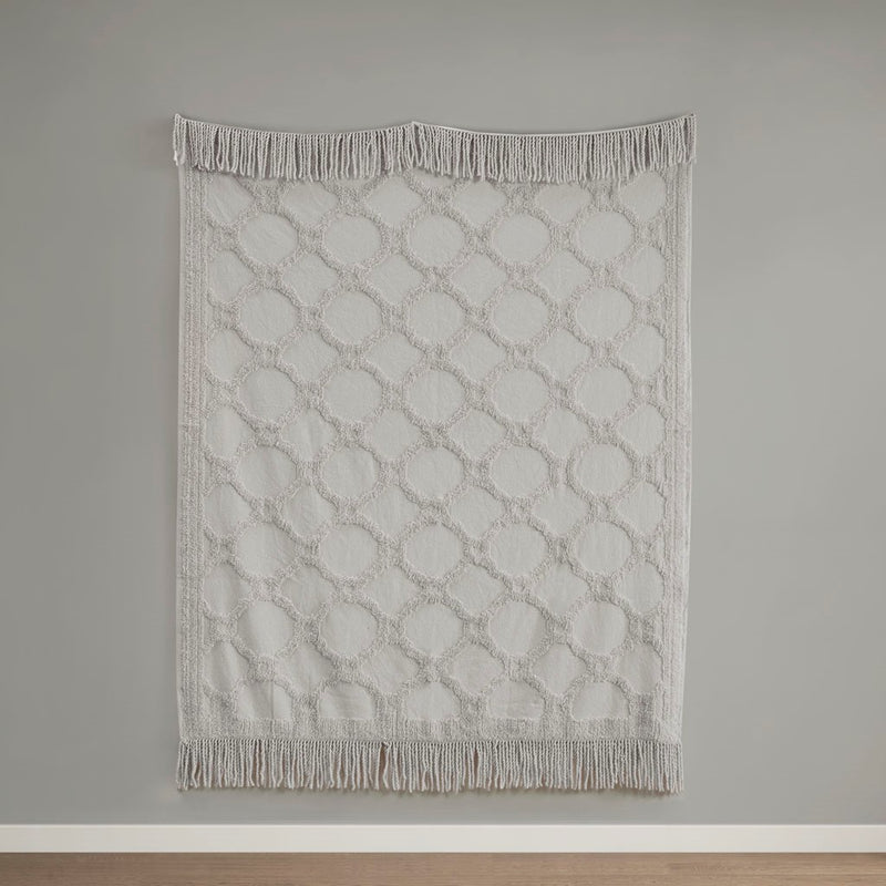 Cotton Tufted Chenille Throw Olliix
