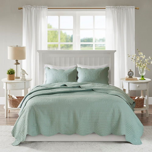 Tuscany Reversible Scalloped Edge Coverlet Set Olliix