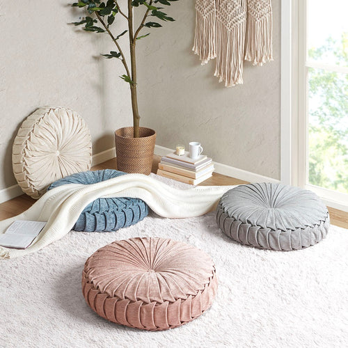 Loretta Chenille Round Floor Cushion Olliix