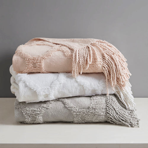 Cotton Tufted Chenille Throw Olliix