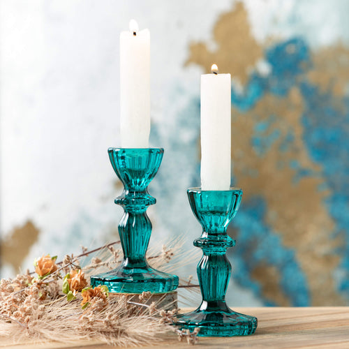 Colored Glass Candlestick Holders