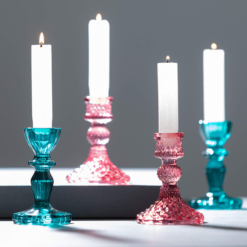 Colored Glass Candlestick Holders