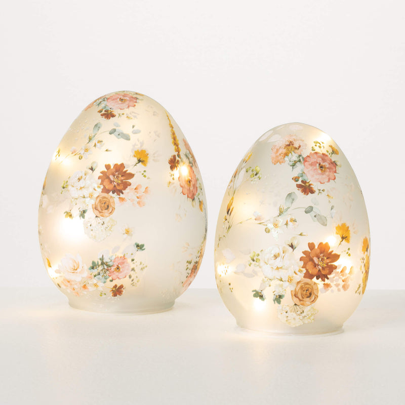 Illuminated Floral Watercolor Glass Eggs