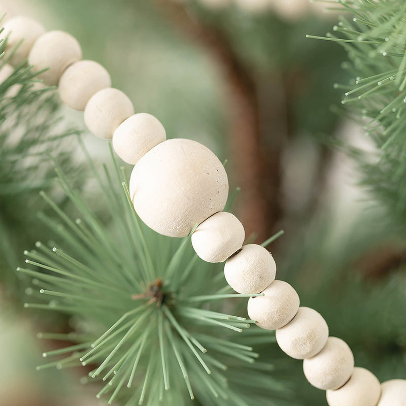 Cream Wooden Bead Garland - Vintage Crossroads