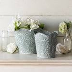 Embossed Metal Planter Bucket VIP Home And Garden